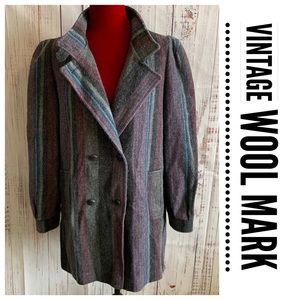 Vintage Wool Mark Grey Stripe Coat